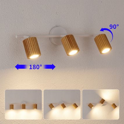 Brilagi - Smerna svetilka MODERN WOOD 3xGU10/8W/230V les/bela