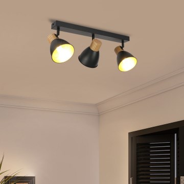 Brilagi - Smerna svetilka ODENSE 3xE14/10W/230V iz lesa kaučukovca/črna