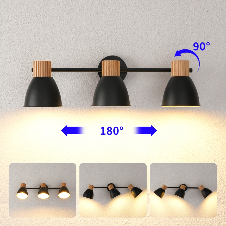 Brilagi - Smerna svetilka ODENSE 3xE14/10W/230V kavčukov les/črna