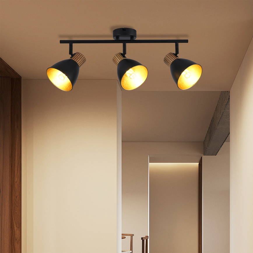 Brilagi - Smerna svetilka ODENSE 3xE14/10W/230V kavčukov les/črna