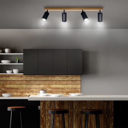 Brilagi - Smerna svetilka SELE 4xGU10/30W/230V črna s hrastovim dekorjem