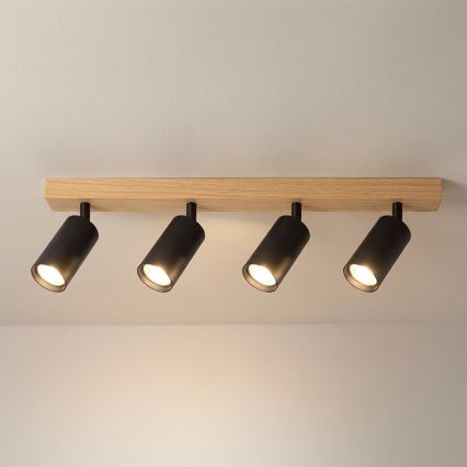Brilagi - Smerna svetilka SELE 4xGU10/30W/230V črna s hrastovim dekorjem