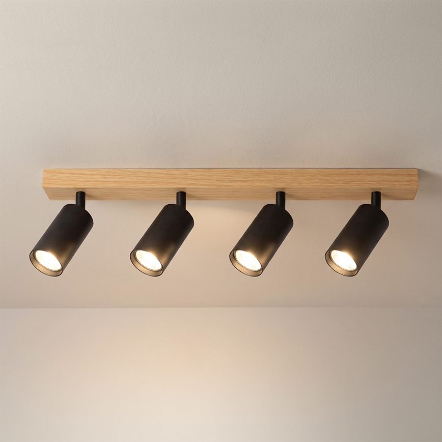 Brilagi - Smerna svetilka SELE 4xGU10/30W/230V črna s hrastovim dekorjem