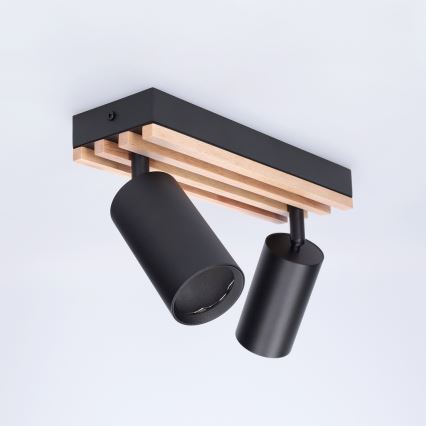 Brilagi - Smerna svetilka SELE WOOD ACOUSTIC 2xGU10/30W/230V črna/les