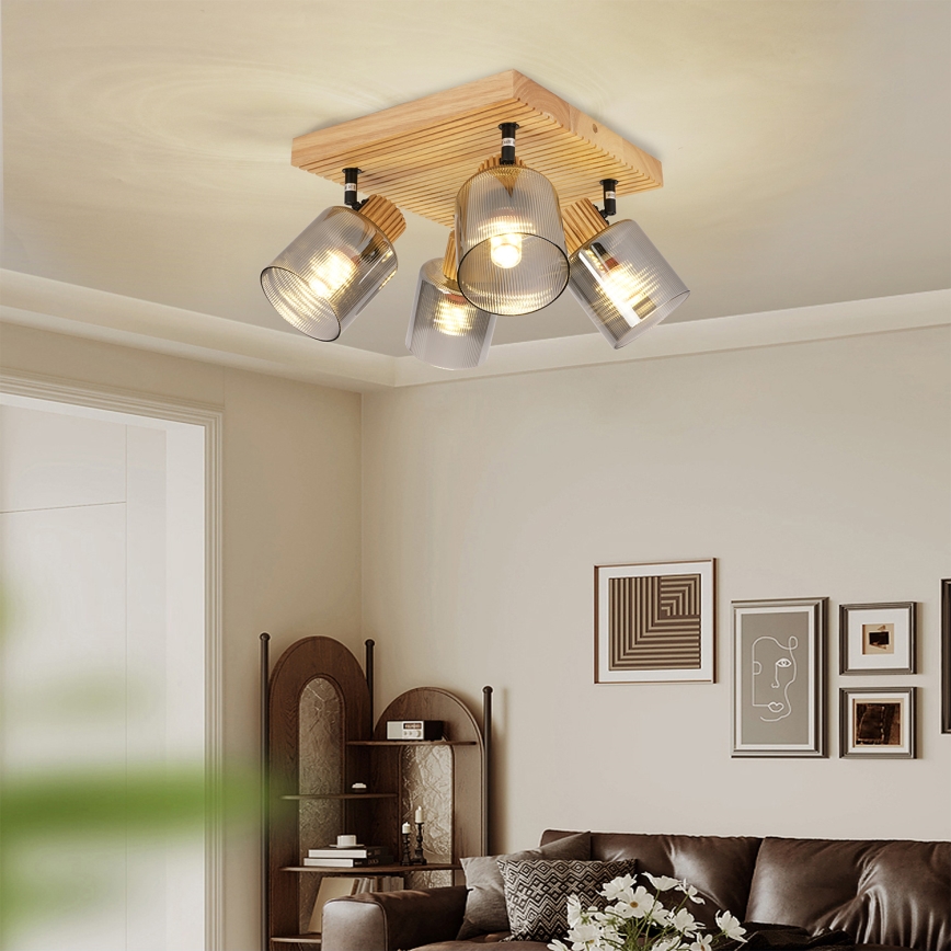 Brilagi - Smerno svetilo HYGGE 4xE14/15W/230V kaučukovec/dimna