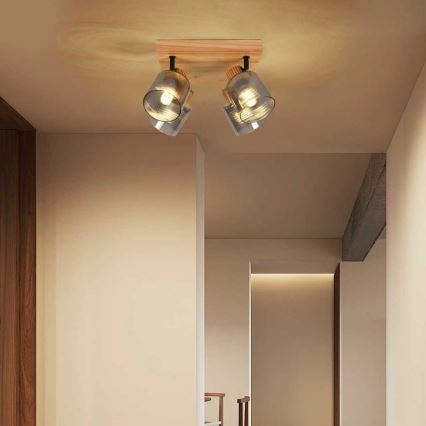 Brilagi - Smerno svetilo HYGGE 4xE14/15W/230V kaučukovec/dimna