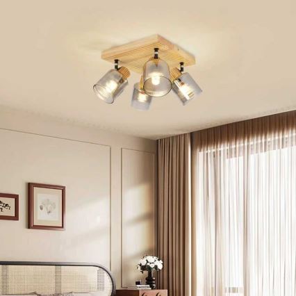 Brilagi - Smerno svetilo HYGGE 4xE14/15W/230V kaučukovec/dimna