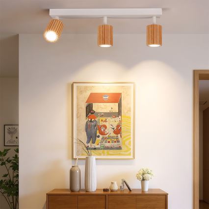 Brilagi - Smerno svetilo MODERN WOOD 3xGU10/8W/230V kavčukovec/bela