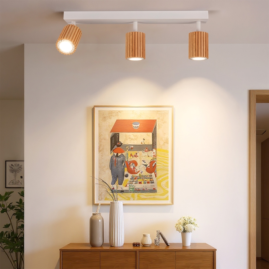 Brilagi - Smerno svetilo MODERN WOOD 3xGU10/8W/230V kavčukovec/bela