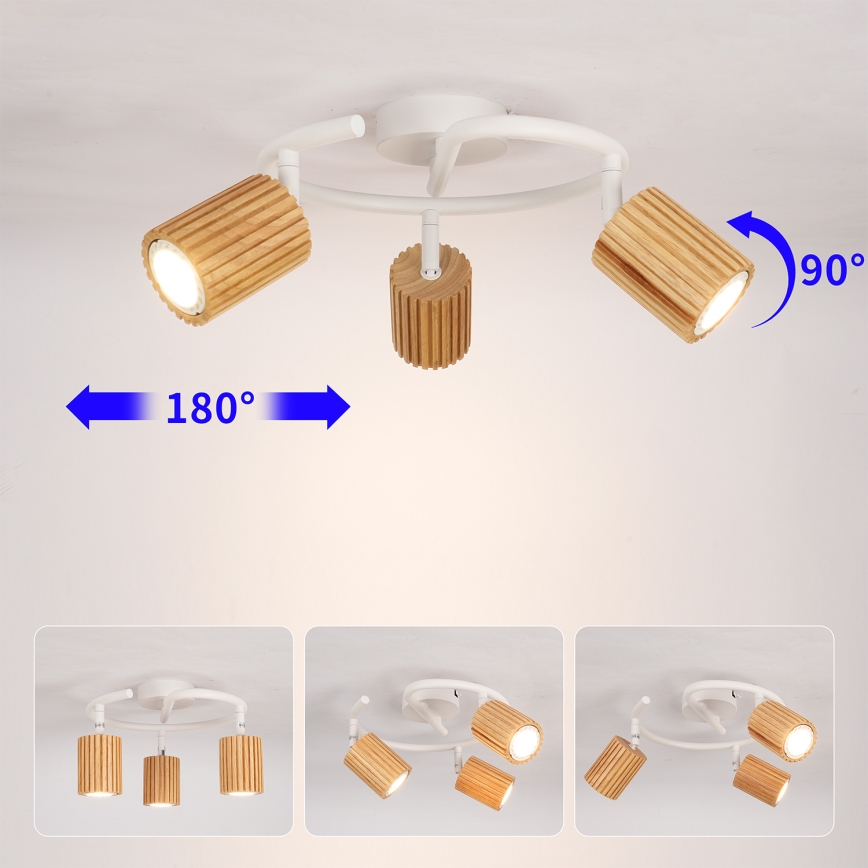 Brilagi - Smerno svetilo MODERN WOOD 3xGU10/8W/230V les/bela