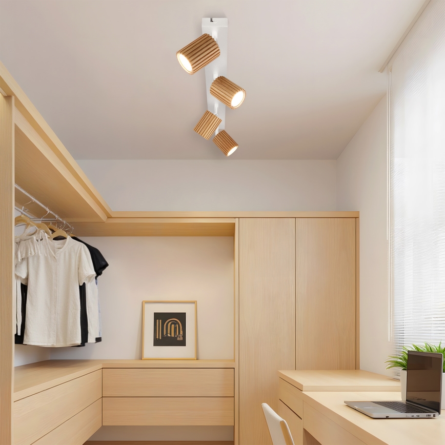 Brilagi - Smerno svetilo MODERN WOOD 4xGU10/8W/230V les/bela