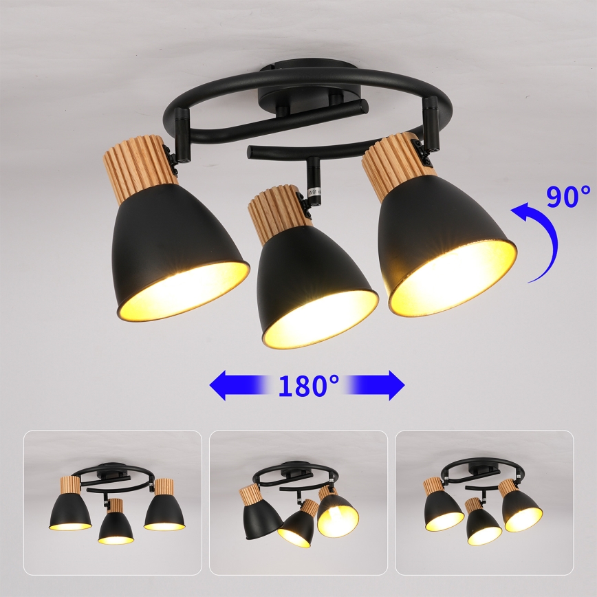 Brilagi - Smerno svetilo ODENSE 3xE14/10W/230V leseno/črno