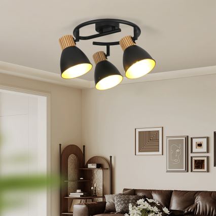 Brilagi - Smerno svetilo ODENSE 3xE14/10W/230V leseno/črno