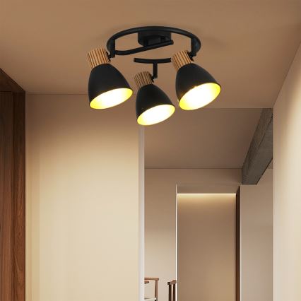 Brilagi - Smerno svetilo ODENSE 3xE14/10W/230V leseno/črno