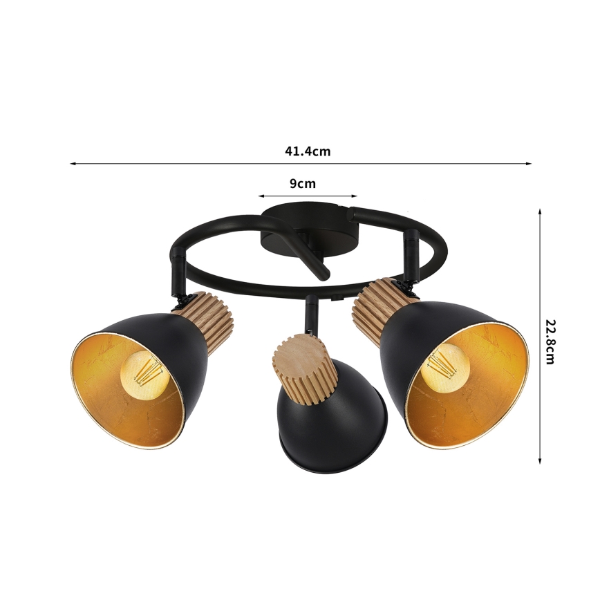 Brilagi - Smerno svetilo ODENSE 3xE14/10W/230V leseno/črno