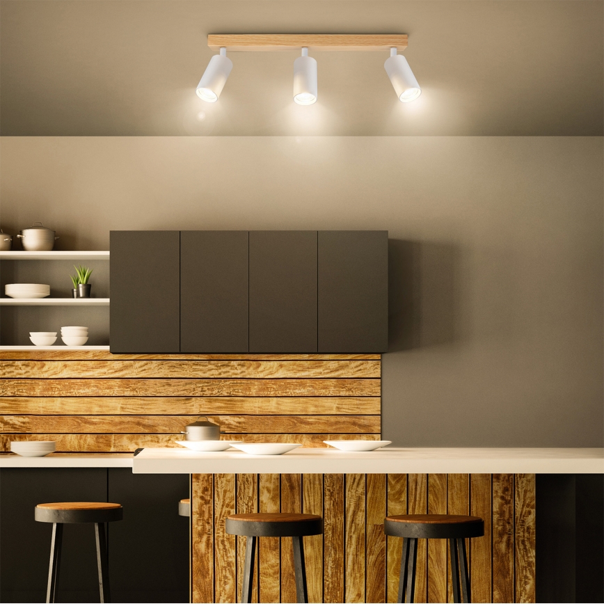 Brilagi - Smerno svetilo SELE 3xGU10/30W/230V belo/dekor hrasta