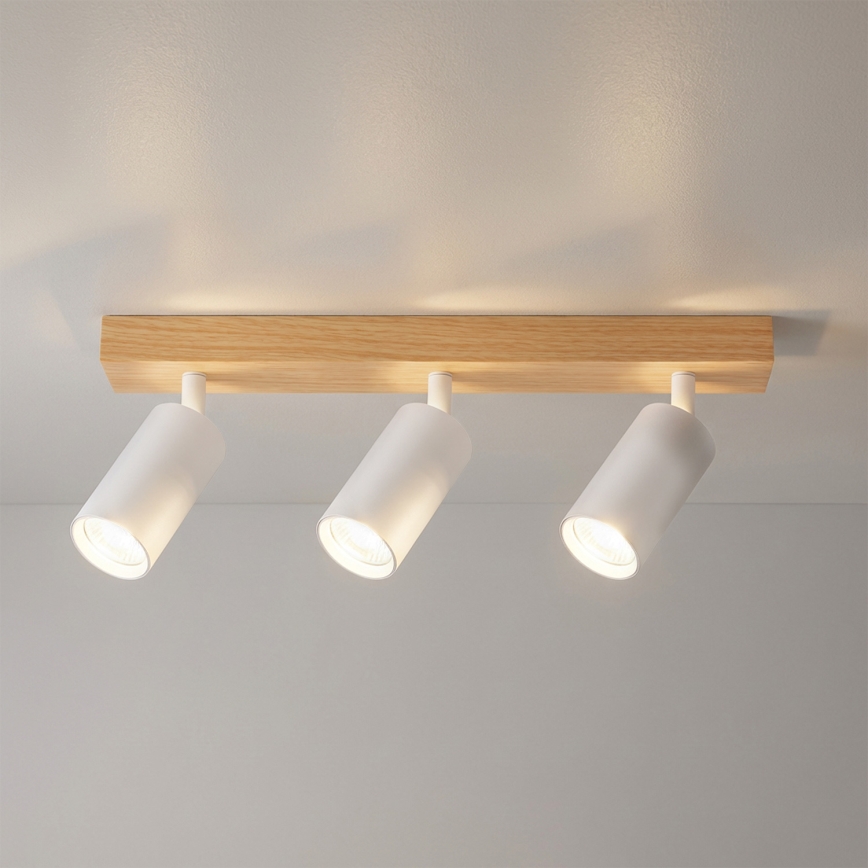 Brilagi - Smerno svetilo SELE 3xGU10/30W/230V belo/dekor hrasta