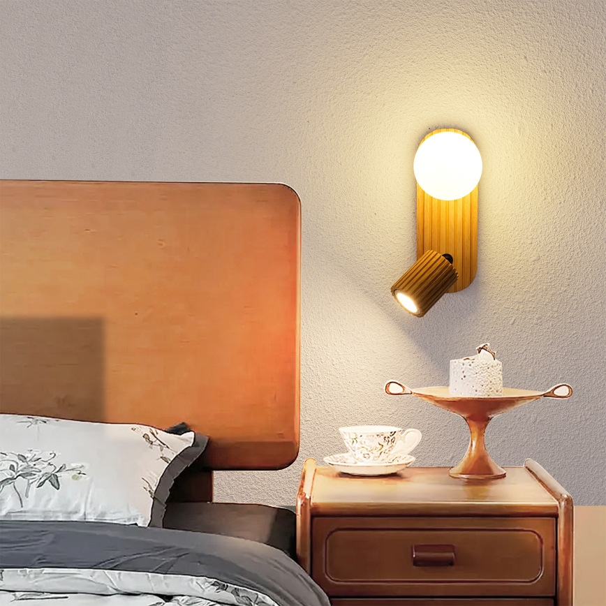 Brilagi - Stenska točkovna svetilka MODERN WOOD 1xG9/5W/230V + 1xGU10/8W gumijast les