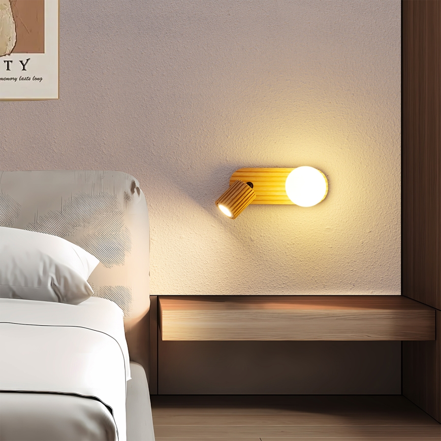 Brilagi - Stensko točkovno svetilo MODERN WOOD 1xG9/5W/230V + 1xGU10/8W, leseno