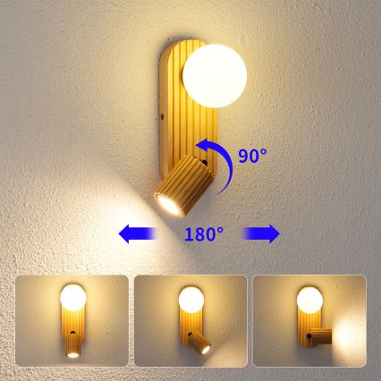 Brilagi - Stensko točkovno svetilo MODERN WOOD 1xG9/5W/230V + 1xGU10/8W, leseno