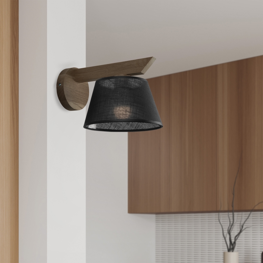 Brilagi - Stenska svetilka ANTHONY 1xE14/40W/230V hrast oreh/črna