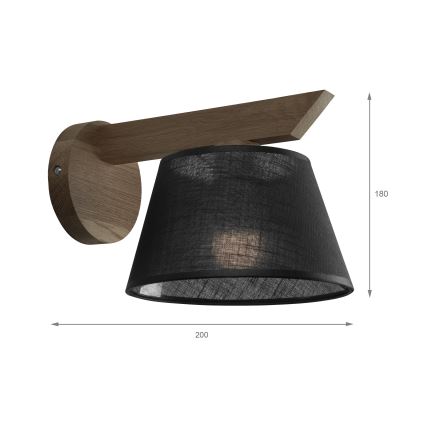 Brilagi - Stenska svetilka ANTHONY 1xE14/40W/230V hrast oreh/črna