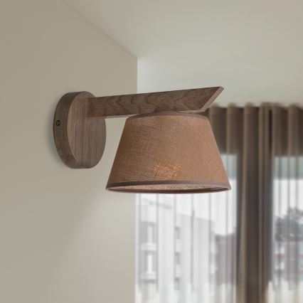 Brilagi - Stenska svetilka ANTHONY 1xE14/40W/230V hrast oreh/rjava