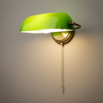 Brilagi - Stenska svetilka BANK OFFICE 1xE27/60W/230V medena/zelena