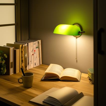 Brilagi - Stenska svetilka BANK OFFICE 1xE27/60W/230V medena/zelena