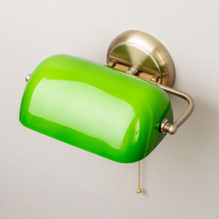 Brilagi - Stenska svetilka BANK OFFICE 1xE27/60W/230V medena/zelena