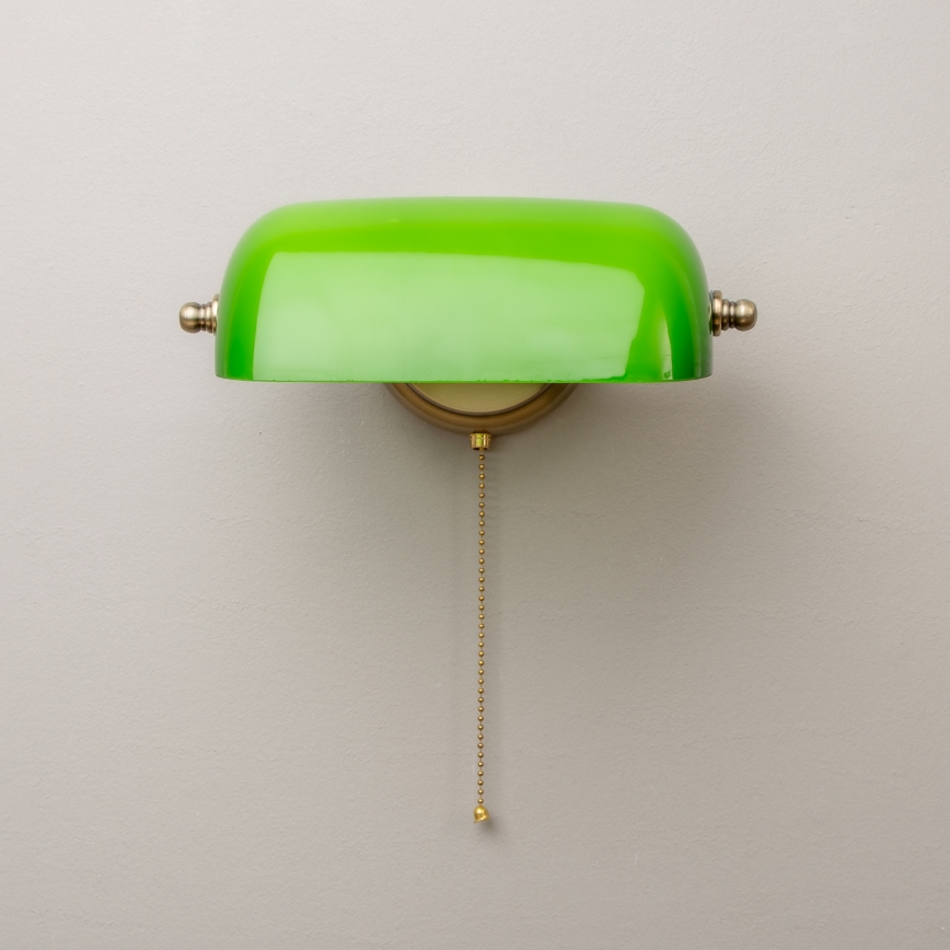 Brilagi - Stenska svetilka BANK OFFICE 1xE27/60W/230V medena/zelena