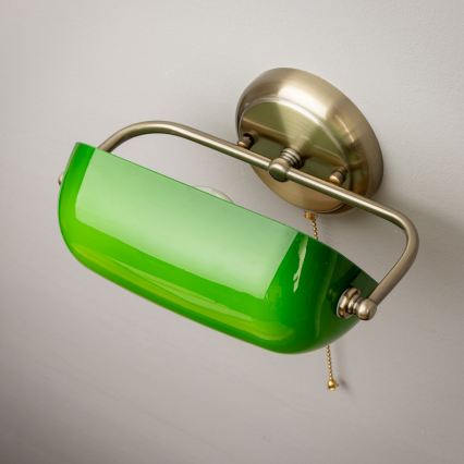 Brilagi - Stenska svetilka BANK OFFICE 1xE27/60W/230V medena/zelena