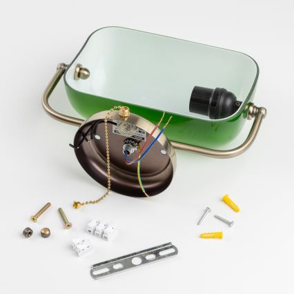 Brilagi - Stenska svetilka BANK OFFICE 1xE27/60W/230V medena/zelena