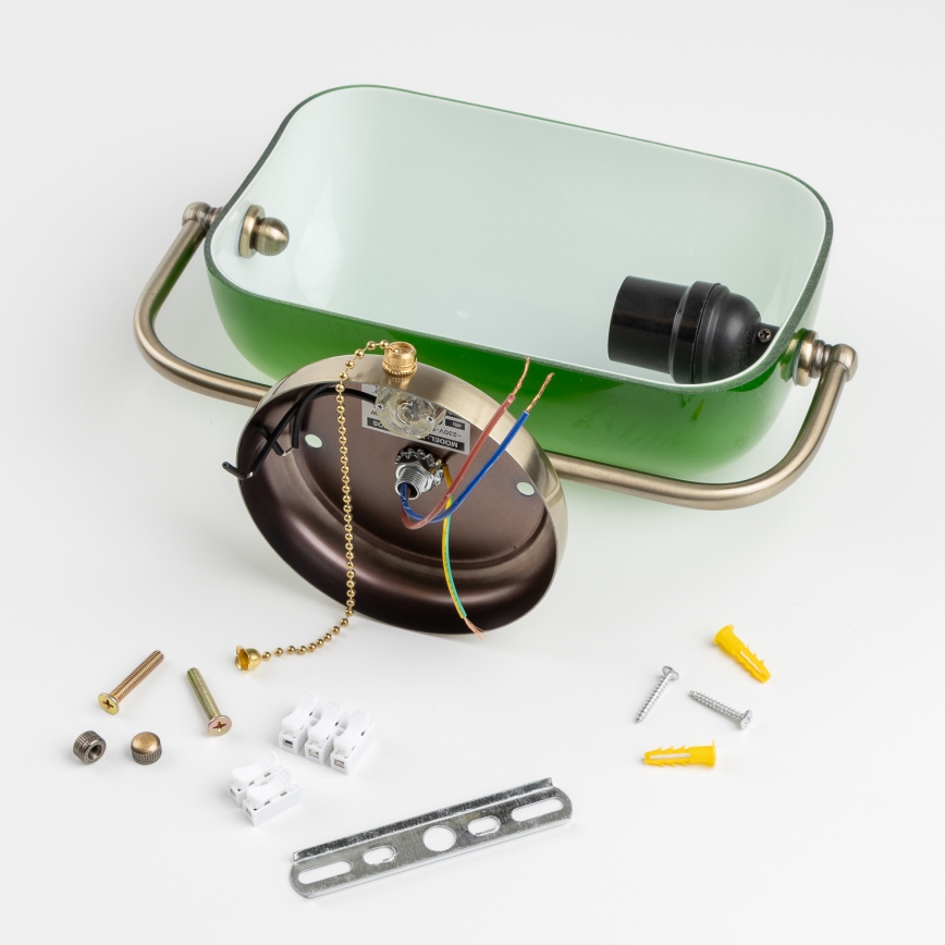 Brilagi - Stenska svetilka BANK OFFICE 1xE27/60W/230V medena/zelena