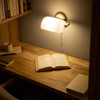 Brilagi - Stenska svetilka BANK OFFICE 1xE27/60W/230V medenina/bela