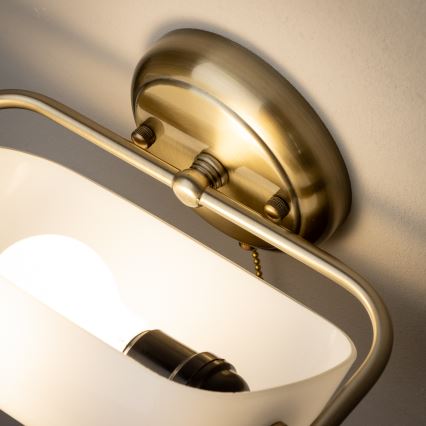 Brilagi - Stenska svetilka BANK OFFICE 1xE27/60W/230V medenina/bela