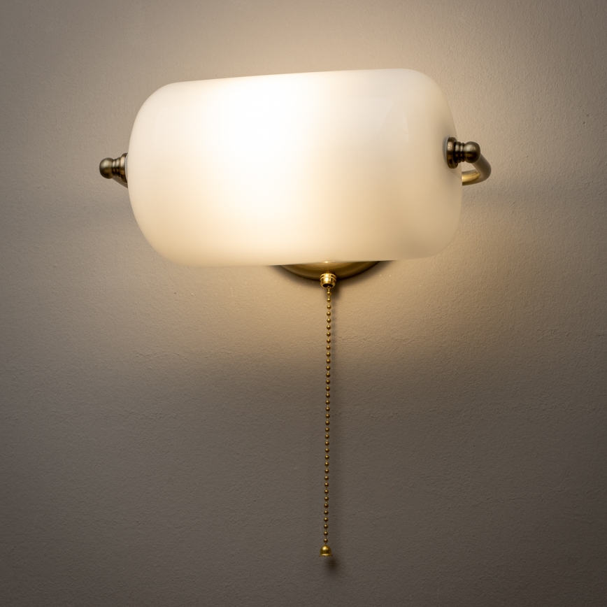 Brilagi - Stenska svetilka BANK OFFICE 1xE27/60W/230V medenina/bela