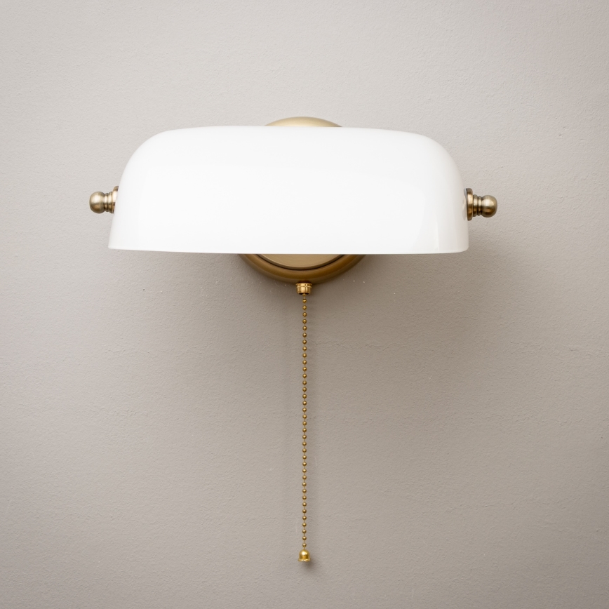 Brilagi - Stenska svetilka BANK OFFICE 1xE27/60W/230V medenina/bela