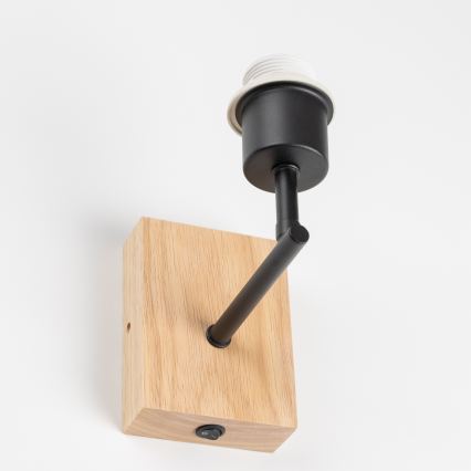 Brilagi - Otroška stenska svetilka BOBO WOOD 1xE27/25W/230V hrast/črna/bela/živalski motivi