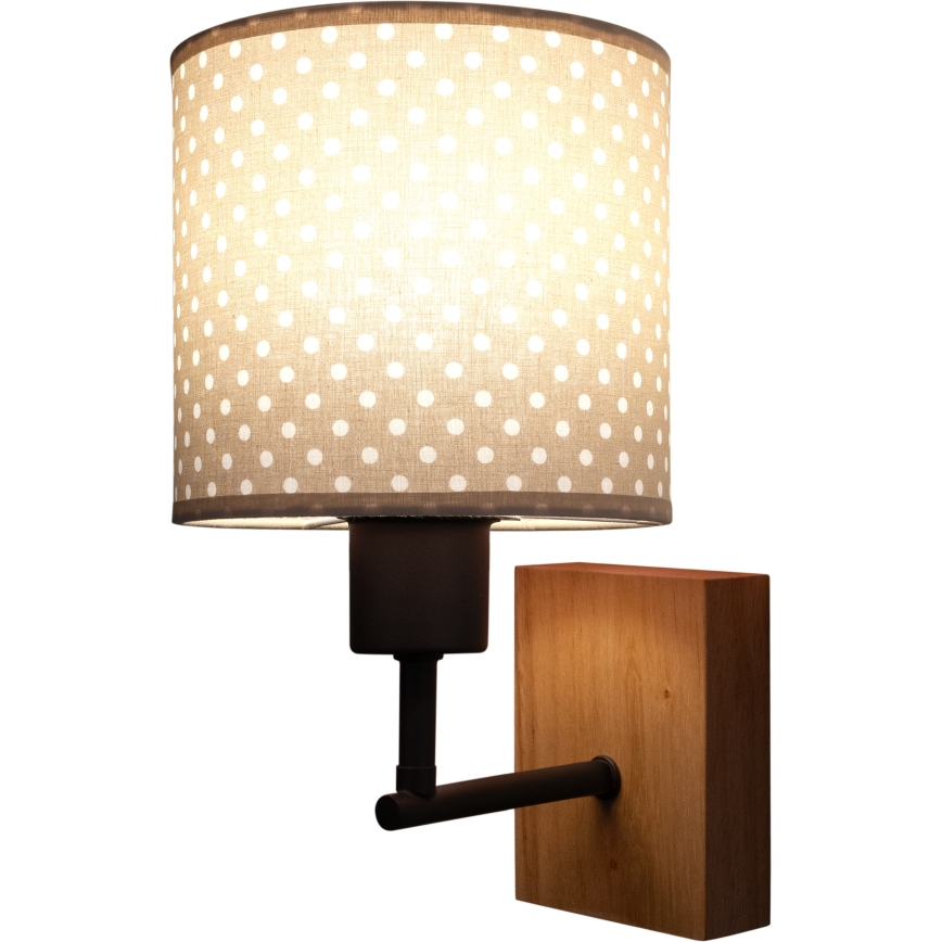 Brilagi - Otroška stenska svetilka BOBO WOOD 1xE27/25W/230V hrast/črna/bež/pikice