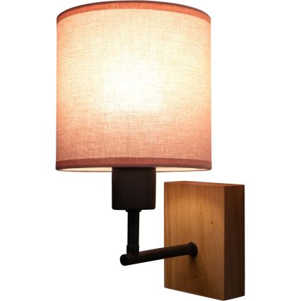 Brilagi - Otroška stenska svetilka BOBO WOOD 1xE27/25W/230V hrast/črna/rožnata