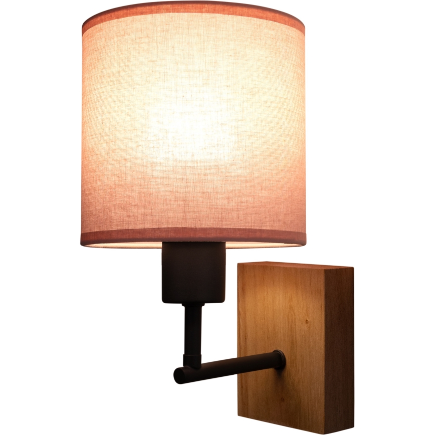 Brilagi - Otroška stenska svetilka BOBO WOOD 1xE27/25W/230V hrast/črna/rožnata