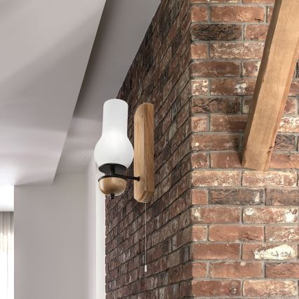 Brilagi - Stenska svetilka COTTAGE 1xE14/40W/230V hrast/bela
