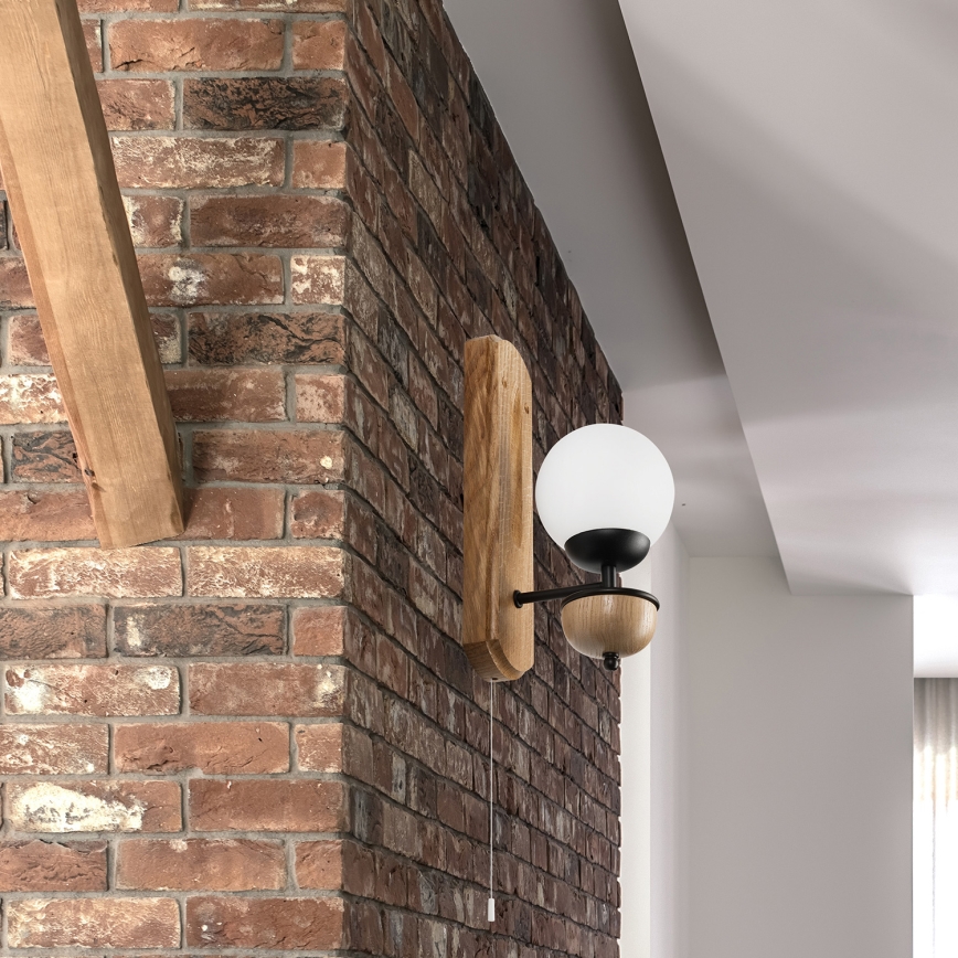 Brilagi - Stenska svetilka COTTAGE 1xG9/40W/230V hrast/bela
