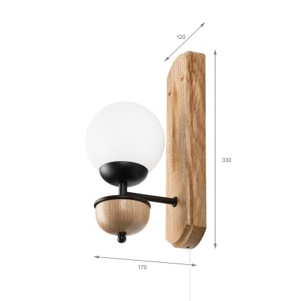 Brilagi - Stenska svetilka COTTAGE 1xG9/40W/230V hrast/bela