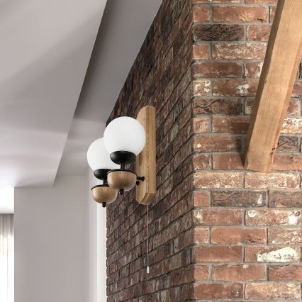 Brilagi - Stenska svetilka COTTAGE 2xG9/40W/230V hrast/bela