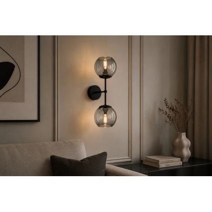 Brilagi - Stenska svetilka DIOR 2xE27/60W/230V črna/dimno siva