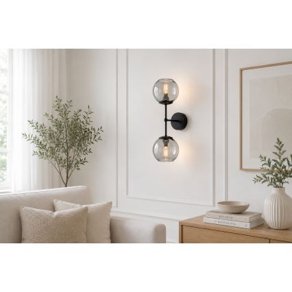 Brilagi - Stenska svetilka DIOR 2xE27/60W/230V črna/dimno siva