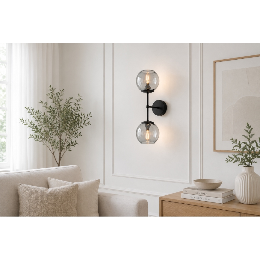 Brilagi - Stenska svetilka DIOR 2xE27/60W/230V črna/dimno siva