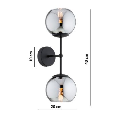 Brilagi - Stenska svetilka DIOR 2xE27/60W/230V črna/dimno siva